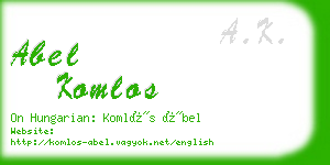 abel komlos business card